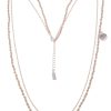 Ketten Leslii | Leslii Damen-Kette Layering Glas-Perlen Lange Halskette Mehrfache Modeschmuck-Kette Beige Silber