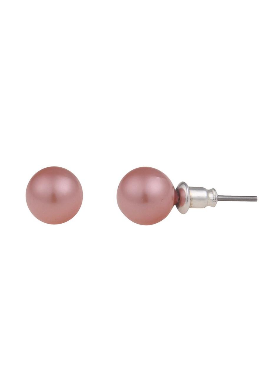 Ohrschmuck Leslii | Leslii Damen-Ohrringe Cynthia Rosane Perlen-Ohrringe Ohrstecker Modeschmuck Rosa