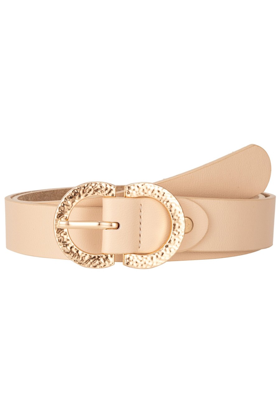 Gurtel Leslii | Leslii Damen Gurtel Doppel Ring Schliese Creme Gurtel Business Beige