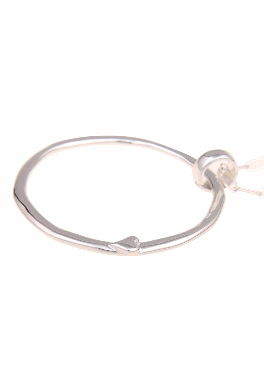 Ketten Leslii | Leslii Damen-Kette Ring-Anhanger Herz Glieder-Kette Silberne Modeschmuck-Kette Glanz Silber