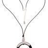 Ketten Leslii | Leslii Damen-Kette Holz-Anhanger Lange Halskette Ring-Anhanger Modeschmuck-Kette Silber Schwarz