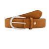 Gurtel Leslii | Leslii Premium Gurtel Echter Leder-Gurtel Antik Brauner Gurtel Rind-Veloursleder Naht Cognac Silber