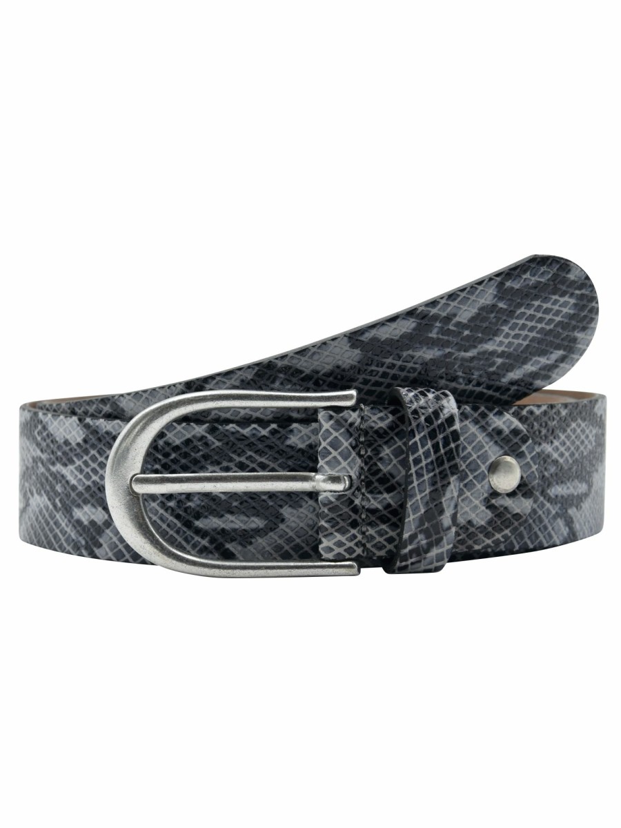 Gurtel Leslii | Leslii Premium Gurtel Echter Leder-Gurtel Snake Animal-Print Breite 4Cm Nappaleder Grau Silber