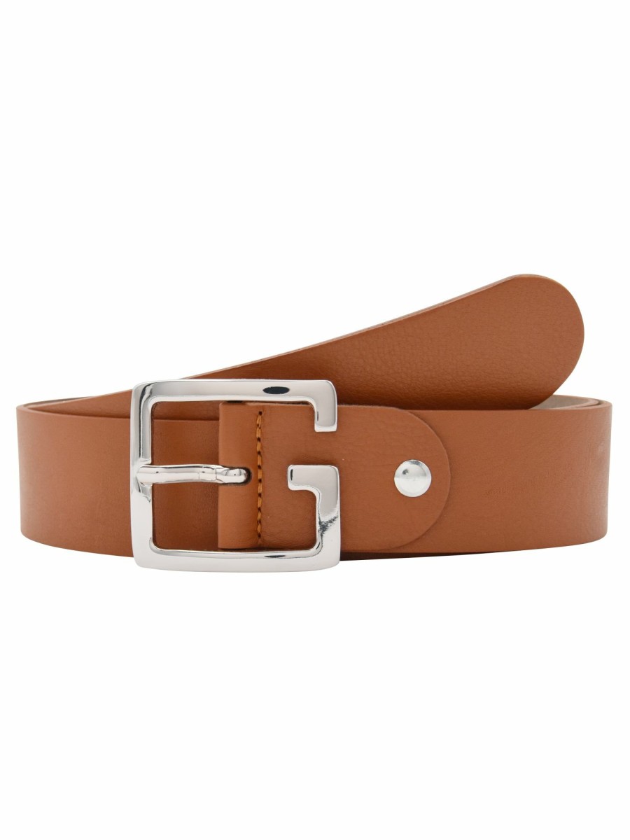 Gurtel Leslii | Leslii Premium Gurtel Echter Leder-Gurtel Brauner Gurtel Breite 4Cm Kalbs-Nappaleder Narbung Cognac