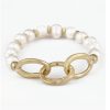 Armschmuck Leslii | Leslii Armband Matt Mit Muschelkern-Perlen Gliedern In Gold