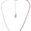 Ketten Leslii | Leslii Kurze Halskette Strass Halb Und Halb Silberne Kette Glitzer Silber Rosa