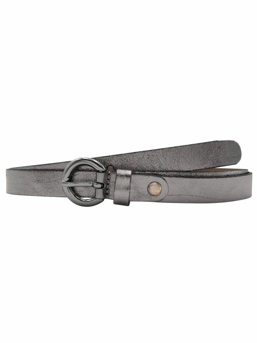 Gurtel Leslii | Leslii Premium Gurtel Echter Leder-Gurtel Kalbs-Nappaleder Breite 2Cm Narbung Gun Metal Grau