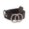 Gurtel Leslii | Leslii Damen-Gurtel Doppel-Ring Schwarzer Gurtel Steck-Schliese Classic Breite 3Cm Schwarz Silber