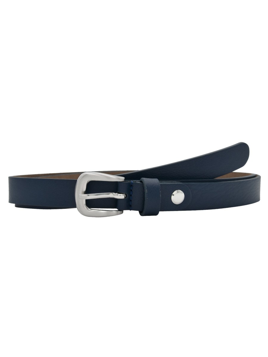 Gurtel Leslii | Leslii Premium Gurtel Echter Leder-Gurtel Blauer Gurtel Kalbs-Nappaleder 2Cm Narbung Navy Blau Silbe