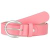 Gurtel Leslii | Leslii Damen-Gurtel Basic Uni Einfarbig Rosa Gurtel Breite 3,5Cm Dornschliese Silber Pink