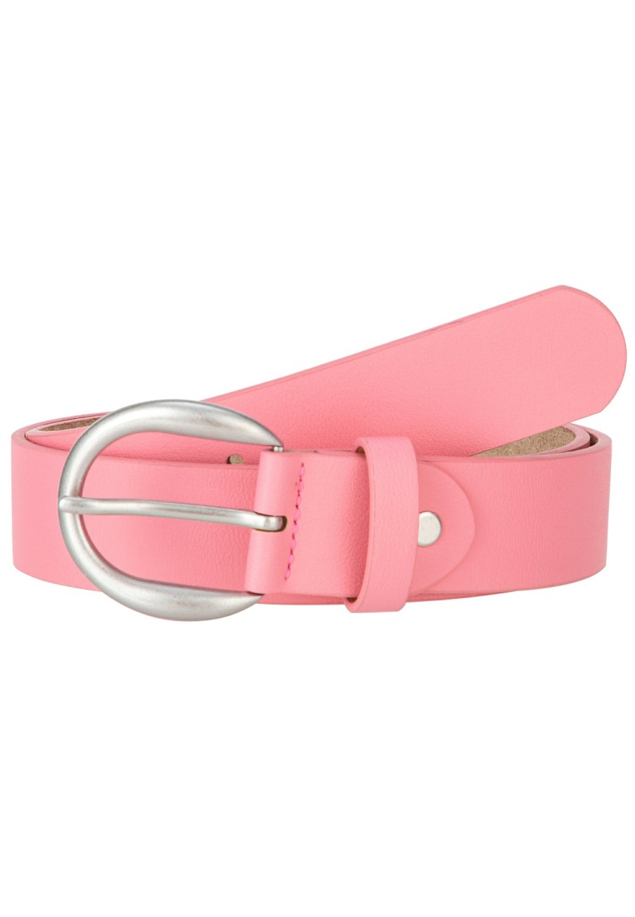 Gurtel Leslii | Leslii Damen-Gurtel Basic Uni Einfarbig Rosa Gurtel Breite 3,5Cm Dornschliese Silber Pink