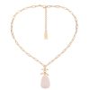 Ketten Leslii | Leslii Damen-Kette Statement Naturstein Glieder-Kette Stein-Kette Kurze Kette Modeschmuck Gold Weis