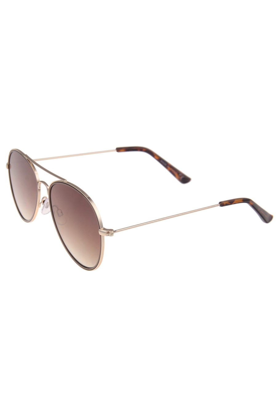 Sonnenbrillen Leslii | Leslii Sonnenbrille Damen Piloten-Brille Doppelsteg Designerbrille Sunglasses Metall Gold Braun