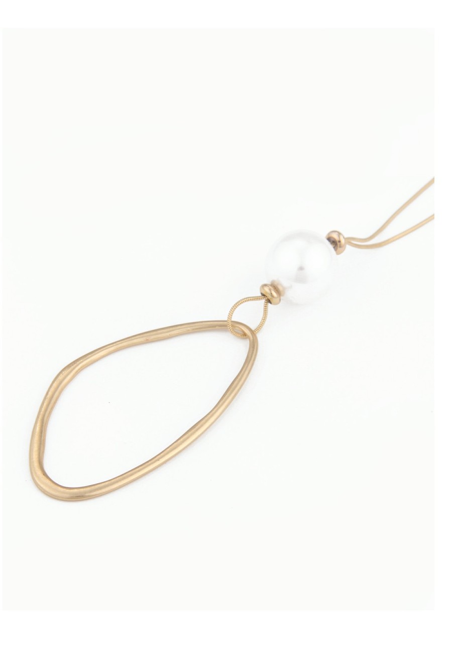 Ketten Leslii | Leslii Lange Halskette Mit Ringanhanger Und Perle In Gold