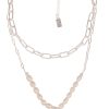 Ketten Leslii | Leslii Damen-Kette Statement Perlen-Kette Layering Glieder-Kette Modeschmuck-Kette Silber Weis