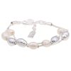 Armschmuck Leslii | Leslii Damen-Armband Strandspaziergang Suswasser-Zuchtperlen Weises Perlen-Armband Silber Weis