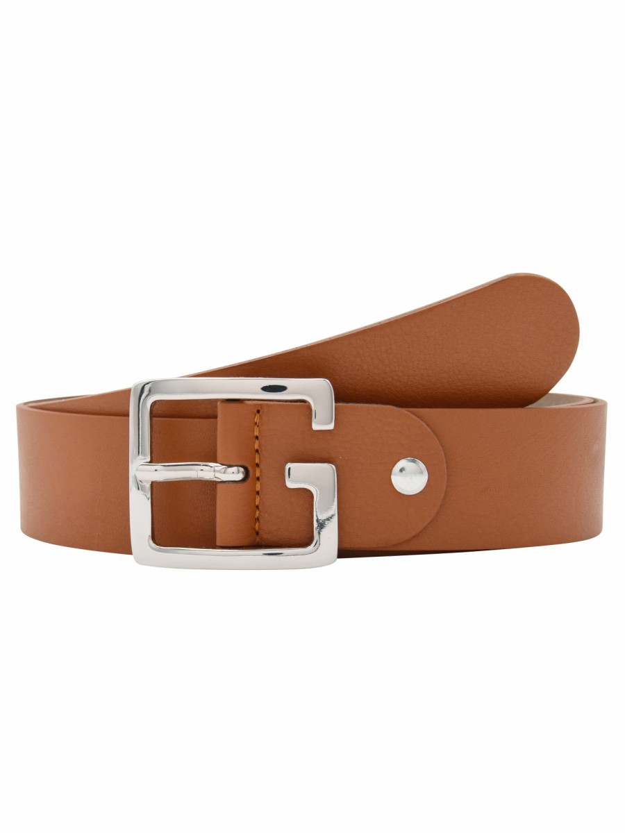 Gurtel Leslii | Leslii Premium Gurtel Echter Leder-Gurtel Brauner Gurtel Breite 4Cm Kalbs-Nappaleder Narbung Cognac