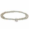 Armschmuck Leslii | Leslii Damen-Armband Kelly Kristall Glasperlen-Armband Modeschmuck-Armband Dehnbar Blau Beige