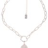 Ketten Leslii | Leslii Damen-Kette Perlmutt-Anhanger Tropfen Glieder-Kette Modeschmuck-Kette Silber Weis