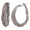 Ohrschmuck Leslii | Leslii Damen-Ohrringe Creolen Muster Matt-Look Silberne Modeschmuck-Ohrringe In Silber