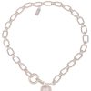 Ketten Leslii | Leslii Damen-Kette Statement Perlen-Anhanger Glieder-Kette Kurze Modeschmuck-Kette Silber Weis