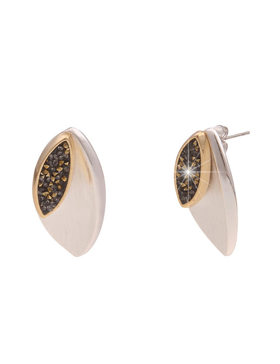 Ohrschmuck Leslii | Leslii Ohrringe Ohrstecker Anne Bicolor Statement Glitzer In Silber Gold