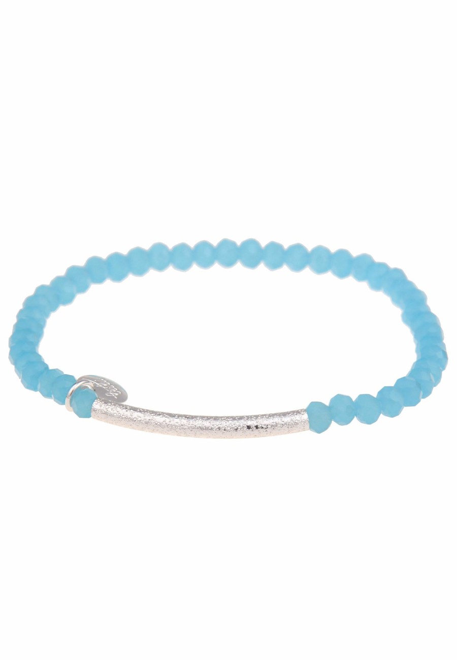 Armschmuck Leslii | Leslii Damen-Armband Kim Kristall Glasperlen-Armband Modeschmuck-Armband Dehnbar Blau