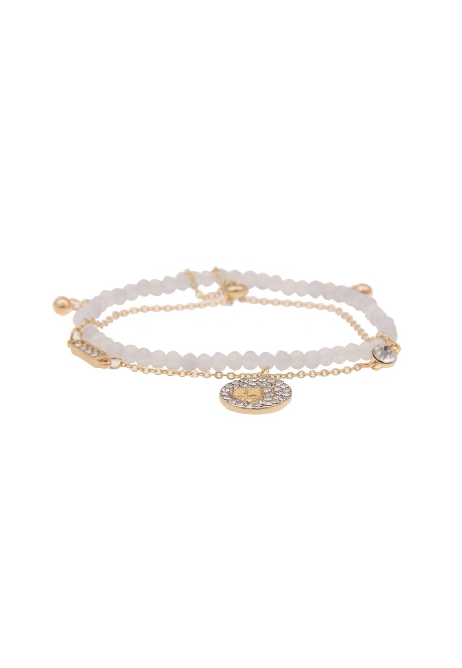 Armschmuck Leslii | Leslii Damen-Armband Glitzer 2Er-Set Strass Herz-Armband Glasperlen Modeschmuck Grau Gold