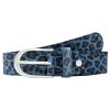 Gurtel Leslii | Leslii Premium Gurtel Leo Print Leder-Gurtel 4Cm Veloursleder In Blau