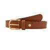 Gurtel Leslii | Leslii Premium Gurtel Echter Leder-Gurtel Brauner Gurtel Kalbs-Nappaleder Narbung Cognac Gold