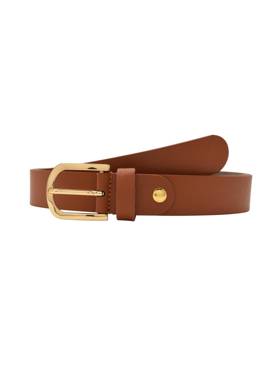 Gurtel Leslii | Leslii Premium Gurtel Echter Leder-Gurtel Brauner Gurtel Kalbs-Nappaleder Narbung Cognac Gold