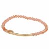 Armschmuck Leslii | Leslii Damen-Armband Kim Kristall Glasperlen-Armband Modeschmuck-Armband Dehnbar Braun Rosa