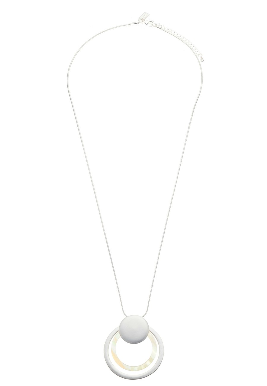 Ketten Leslii | Leslii Lange Halskette Silber Muster Ring-Anhanger