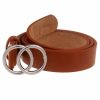 Gurtel Leslii | Leslii Damen-Gurtel Classic-Gurtel Doppel Ring Brauner Gurtel Breite 3Cm Steck-Schliese Cognac Braun