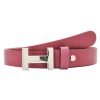 Gurtel Leslii | Leslii Premium Gurtel Echter Leder-Gurtel 3Cm Pinker Gurtel Kalbs-Nappaleder Narbung Fuchsia Silber