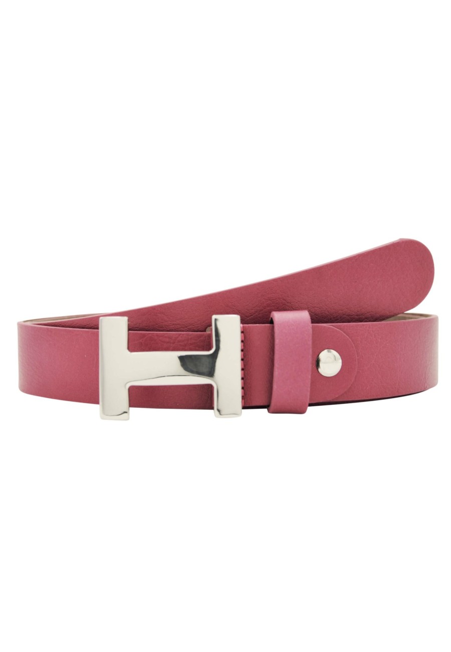 Gurtel Leslii | Leslii Premium Gurtel Echter Leder-Gurtel 3Cm Pinker Gurtel Kalbs-Nappaleder Narbung Fuchsia Silber