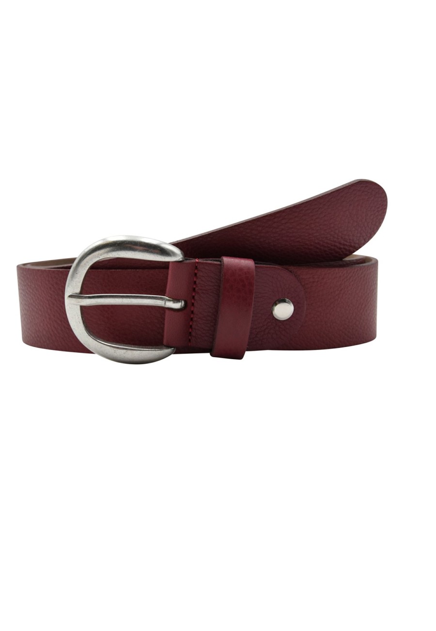 Gurtel Leslii | Leslii Premium Gurtel Echter Leder-Gurtel Antik Berry Gurtel Kalbs-Nappaleder Narbung Berry Silber