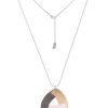 Ketten Leslii | Leslii Damen-Kette Tricolor Dreieck Matt Schlangen-Kette Modeschmuck-Kette Silber Gold Schw