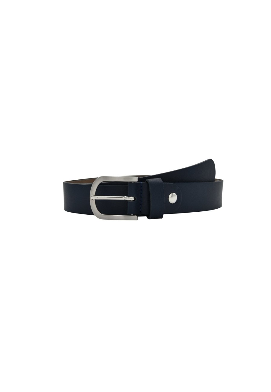 Gurtel Leslii | Leslii Premium Gurtel Echter Leder-Gurtel Blauer Gurtel Kalbs-Nappaleder Narbung Navy Silber