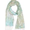 Schals Leslii | Leslii Schal Blumen-Muster Rosen Gemusterter Schal Fransen-Schal Muster-Schal In Grun Mint