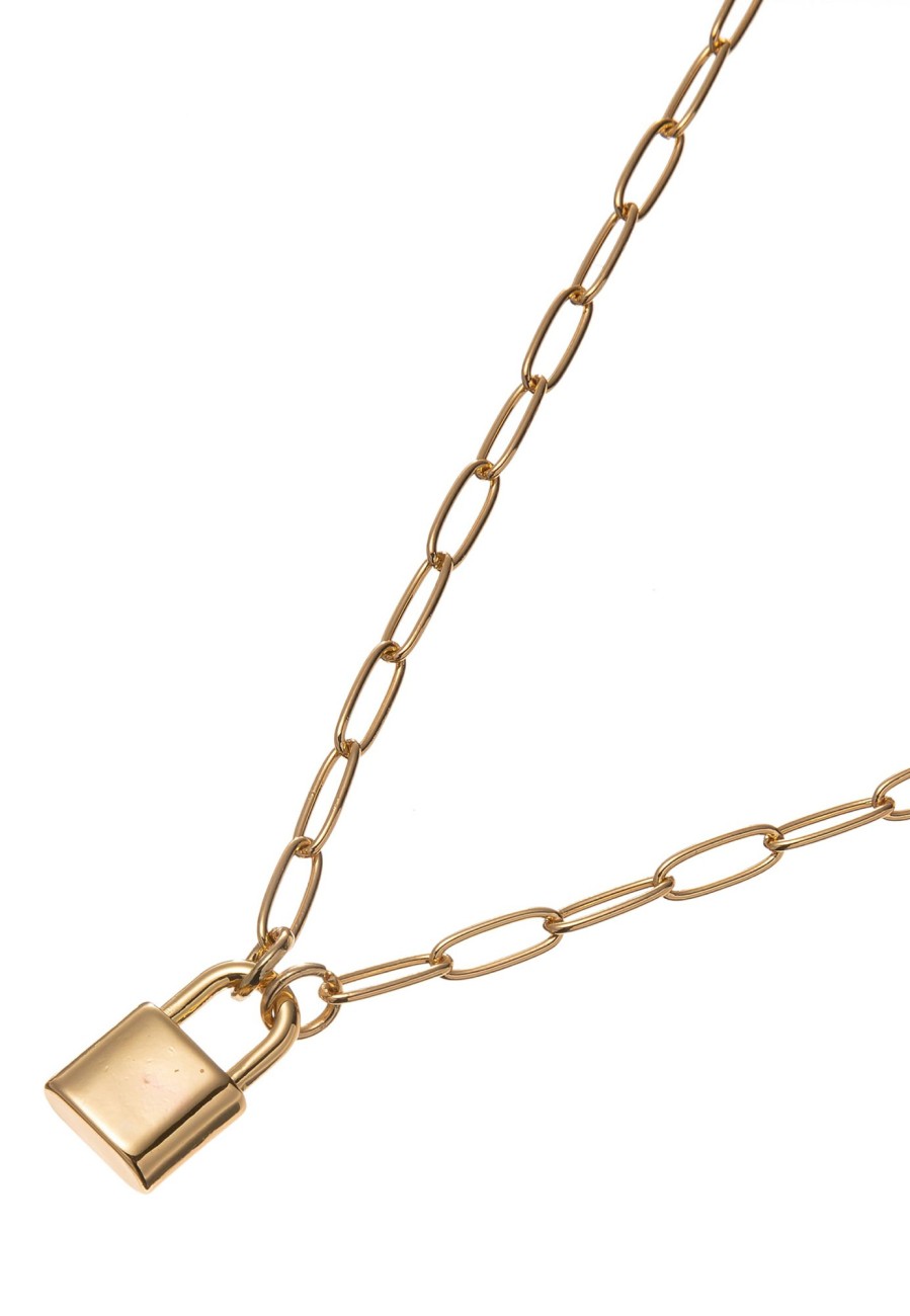 Ketten Leslii | Halskette Mit Schlossanhanger Gold