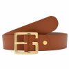 Gurtel Leslii | Leslii Premium Gurtel Echter Leder-Gurtel Brauner Gurtel 4Cm Kalbs-Nappaleder Narbung Cognac Eisgold