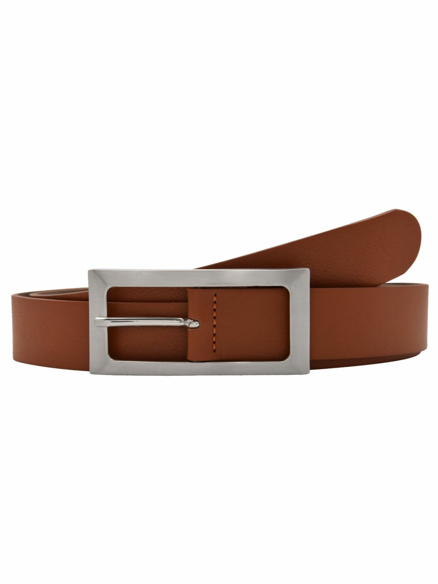 Gurtel Leslii | Leslii Premium Gurtel Echter Leder-Gurtel Brauner Gurtel Breite 3Cm Kalbs-Nappaleder Narbung Cognac