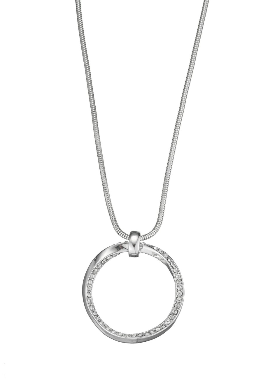 Ketten Leslii | Leslii Lange Halskette Silber Spiralring Strass