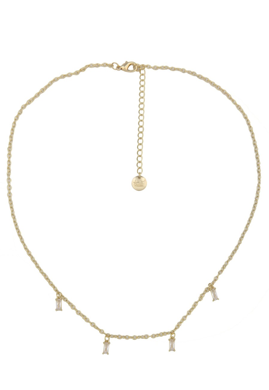 Ketten Leslii | Leslii Kurze Halskette Filigrane Kette Baguettestones Zarte Collier-Kette Gold Weis