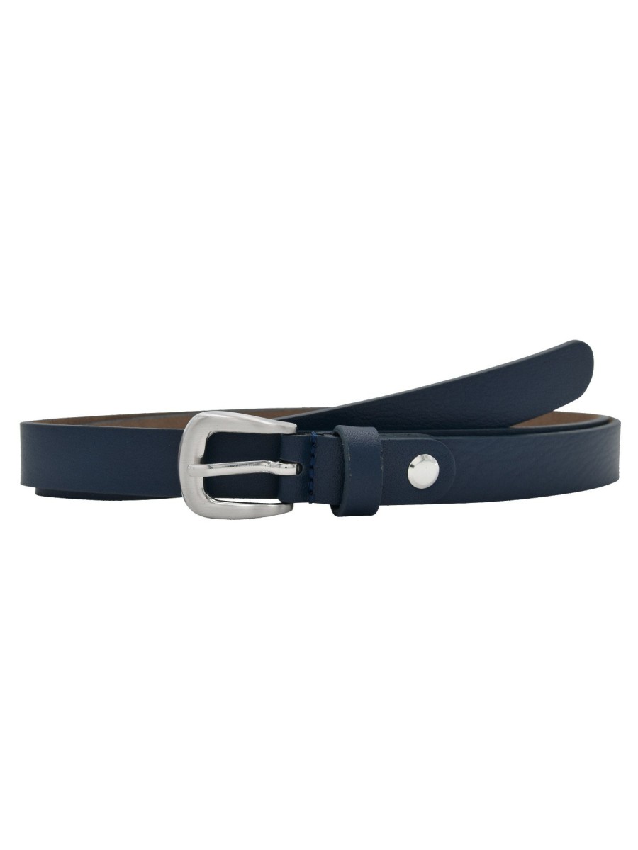 Gurtel Leslii | Leslii Premium Gurtel Echter Leder-Gurtel Blauer Gurtel Kalbs-Nappaleder 2Cm Narbung Navy Blau Silbe