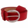 Gurtel Leslii | Leslii Damen-Gurtel Einfarbiger Gurtel Uni Roter Gurtel Basic-Gurtel Breite 3,5Cm In Rot Silber