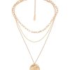 Ketten Leslii | Leslii Damen-Kette Layering Muster Scheibe Kurze Halskette Goldene Modeschmuck-Kette In Gold