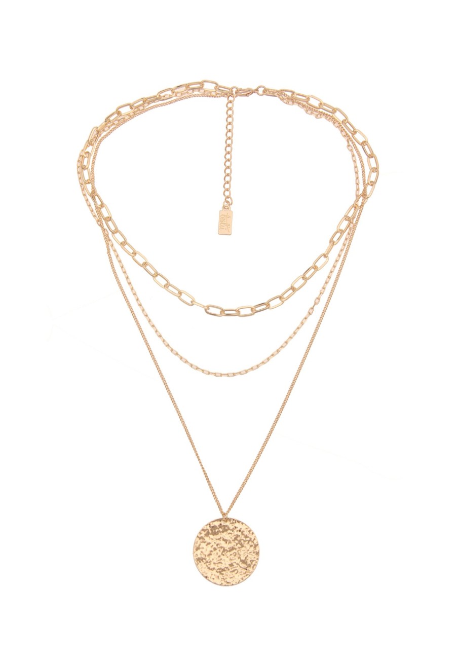 Ketten Leslii | Leslii Damen-Kette Layering Muster Scheibe Kurze Halskette Goldene Modeschmuck-Kette In Gold