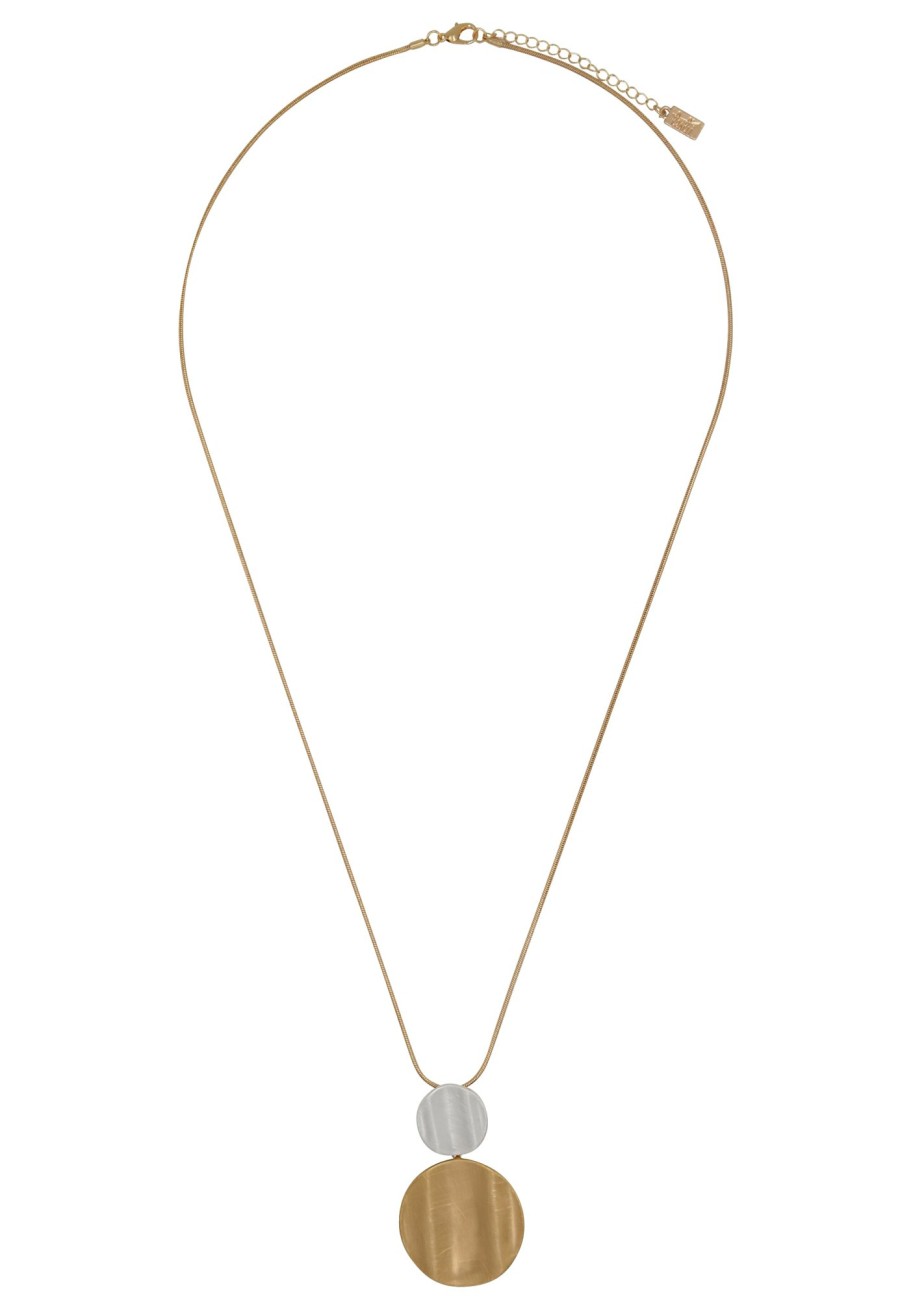 Ketten Leslii | Leslii Damen-Kette Matt Anhanger Bicolor Lange Kette Schlangen-Kette Modeschmuck-Kette Gold Silber